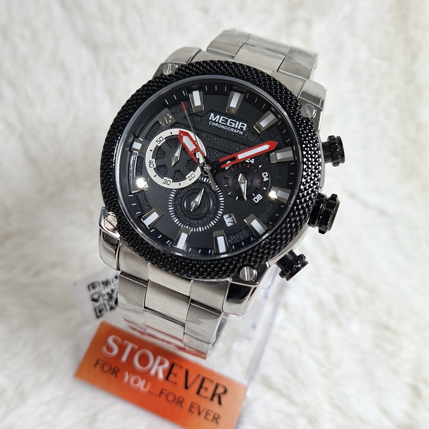 MEGIR 2134 Chronographe - : اللون: فضي أسود